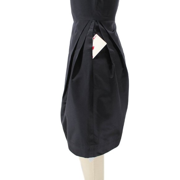 Gary Graham Black Silk Asymmetric Dress Sleeveless Draped Front Bell Skirt 2/S - Picture 4 of 15